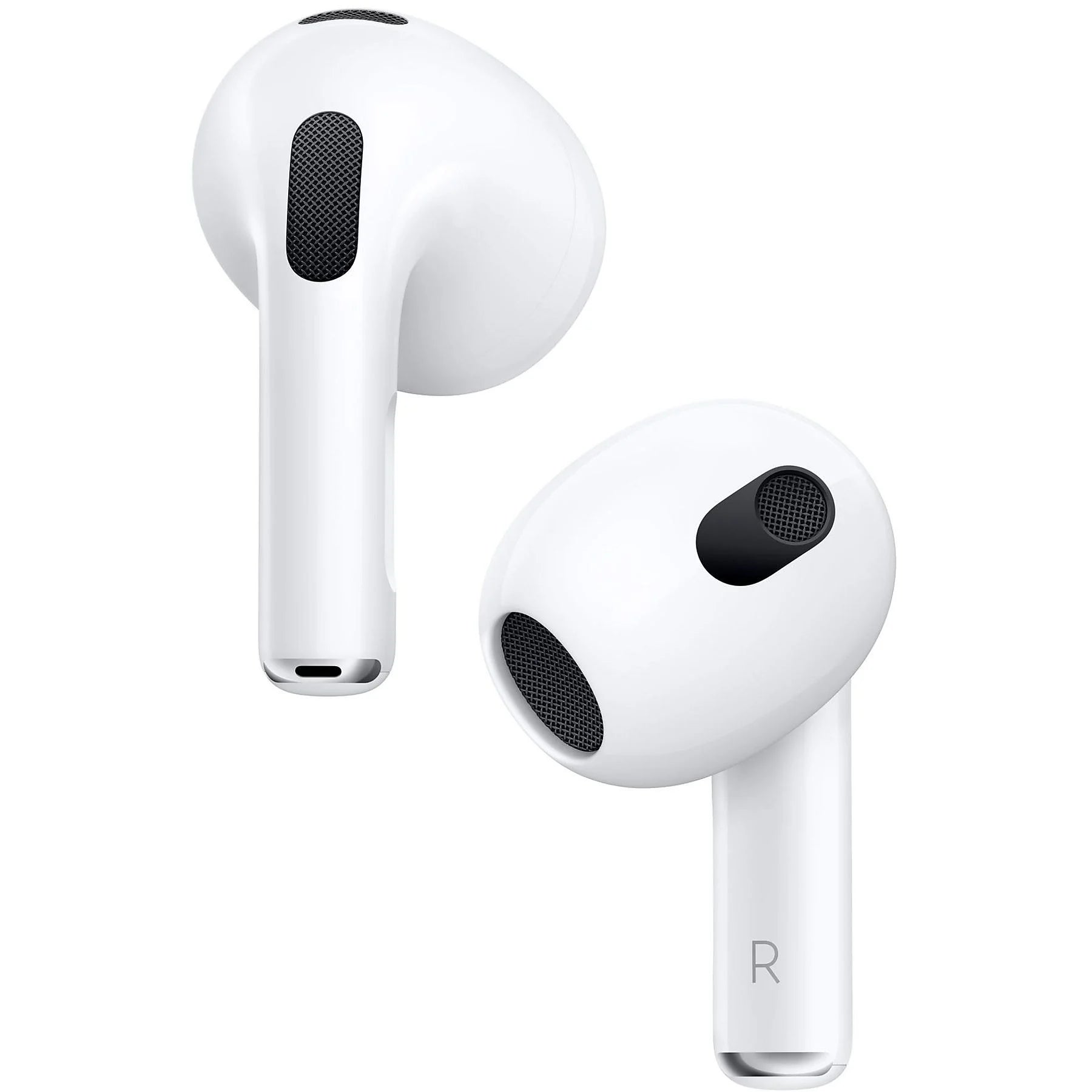 Apple AirPods 3rd Gen Lightning earbuds placed outside the case — sweat and water resistant, secure fit, available for retail and wholesale purchase