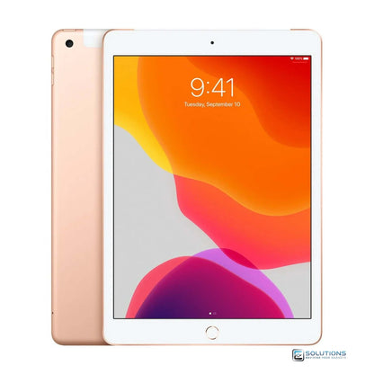 Gold iPad 8th Gen with 32GB or 128GB. WiFi + Cellular, unlocked. Perfect for students, professionals, and casual users.