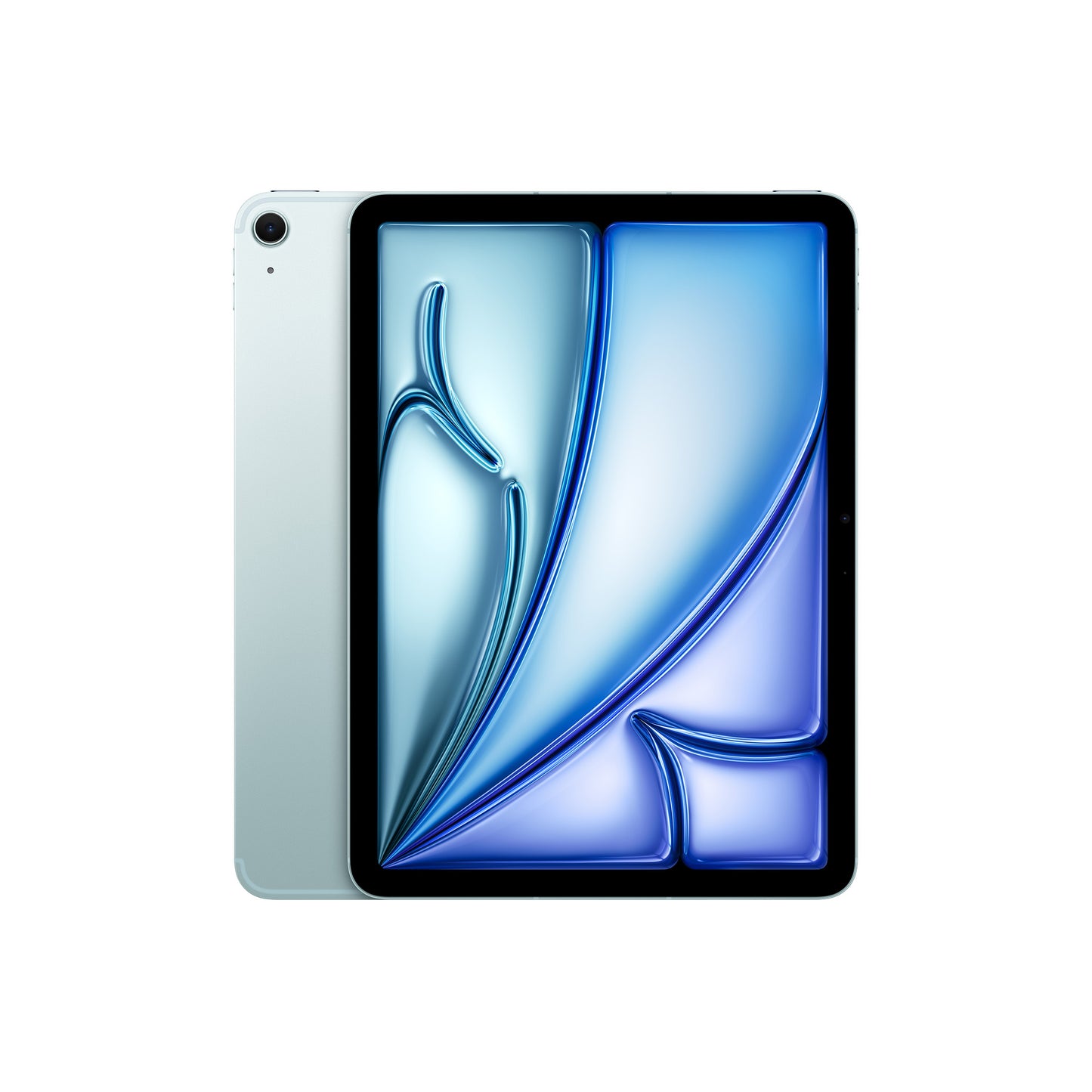 Blue Apple iPad Air 11-inch M2, available from 128GB to 1TB, with Wi-Fi and Wi-Fi + Cellular unlocked models. Eye-catching color paired with M2 chip performance for retail and wholesale buyers.