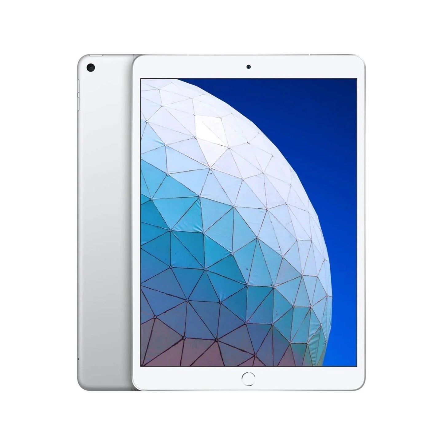 Silver iPad Air 3 with Wi-Fi and Wi-Fi + Cellular, unlocked for all networks, in 64GB or 256GB storage – portable, fast, and dependable.