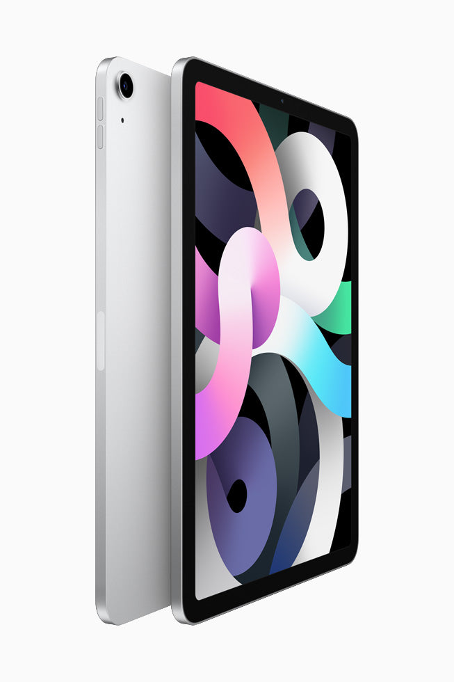 Silver Apple iPad Air 4 in 64GB and 256GB — supports both Wi-Fi and Wi-Fi + Cellular. Perfect for personal use, creative work, or business applications.