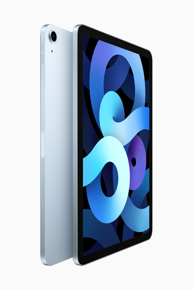 Sky Blue iPad Air 4th Generation available in 64GB and 256GB with both Wi-Fi and Wi-Fi + Cellular support. Ideal for creatives, students, and tech-savvy users.