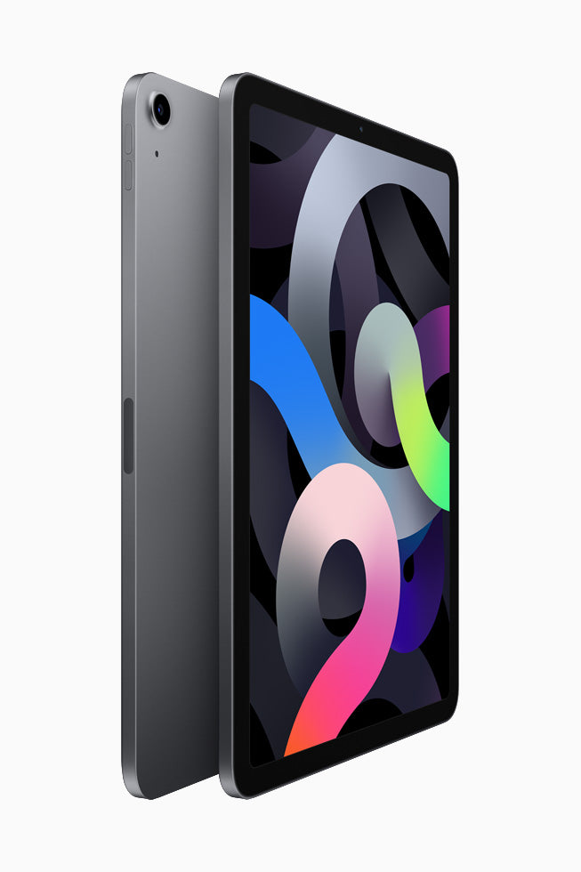 Space Gray iPad Air 4th Generation in 64GB and 256GB, available in Wi-Fi and Wi-Fi + Cellular (unlocked) models. Sleek design, ideal for professionals and students.