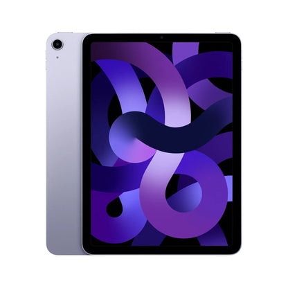 Purple Apple iPad Air 5th Generation, 64GB and 256GB storage options, with Wi-Fi and Wi-Fi + Cellular connectivity. Perfect for students, artists, and mobile professionals.
