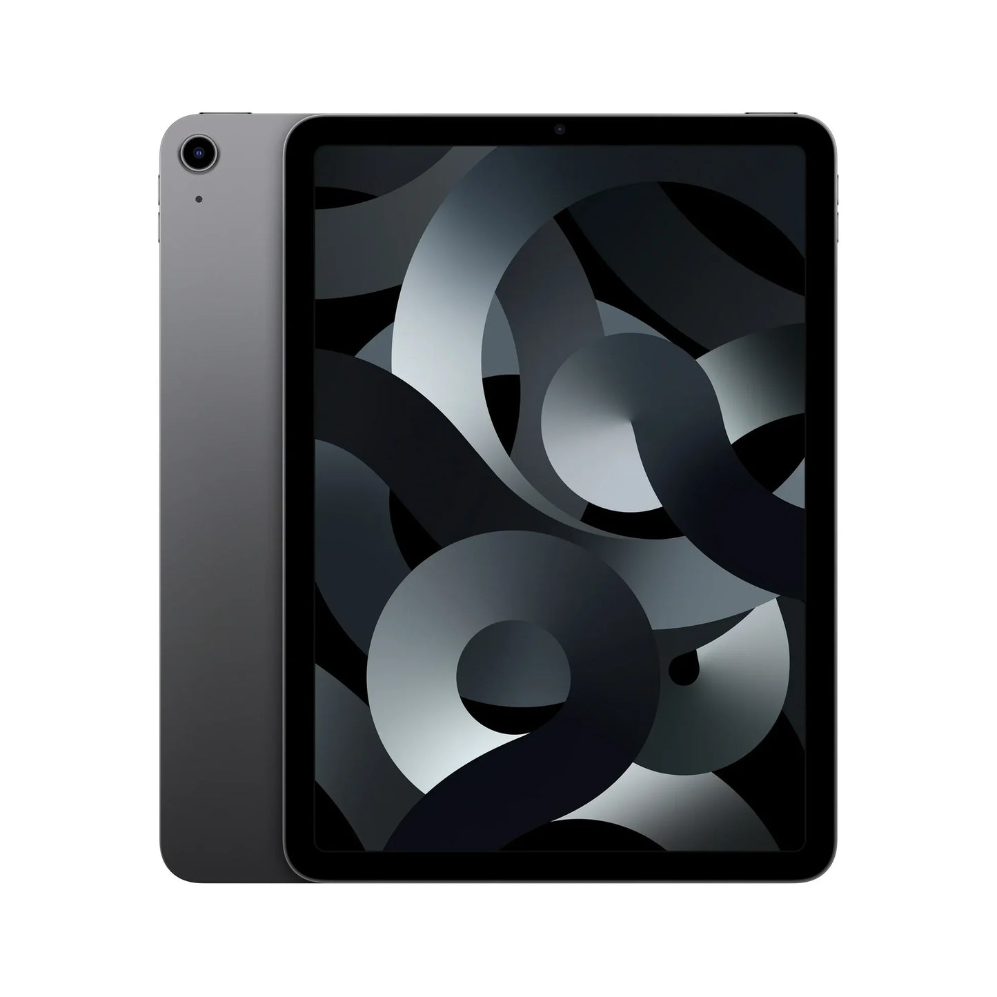 Space Gray iPad Air 5th Generation, 64GB and 256GB, available in Wi-Fi and Wi-Fi + Cellular unlocked models. Sleek, professional, and powerful for everyday use.