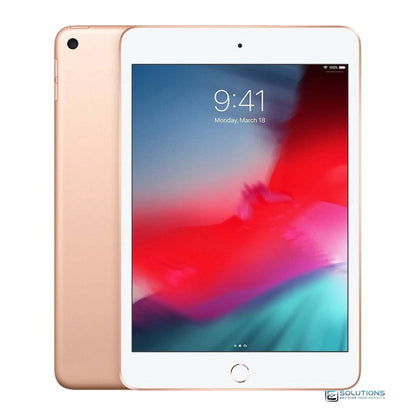 Gold Apple iPad Mini 5, available in 64GB and 256GB storage, with Wi-Fi and Wi-Fi + Cellular unlocked models. Stylish and portable tablet with Retina display for a premium experience.