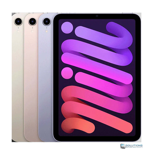 Apple iPad Mini 6 lineup in Space Gray, Pink, Purple, and Starlight — available in 64GB and 256GB storage options, with Wi-Fi and Wi-Fi + Cellular unlocked models for retail and wholesale customers.