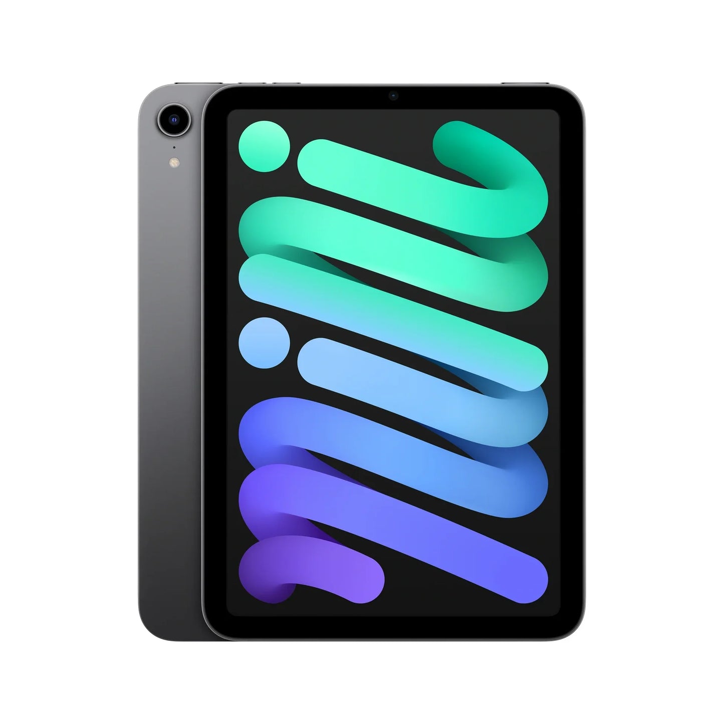 Space Gray Apple iPad Mini 6, available in 64GB and 256GB storage, with Wi-Fi and Wi-Fi + Cellular unlocked models. Compact design with all-screen Liquid Retina display and powerful A15 Bionic chip.