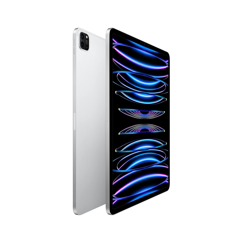 Silver Apple iPad Pro 12.9-inch 6th Generation, offered in 128GB, 256GB, 512GB, 1TB, and 2TB, with Wi-Fi and Wi-Fi + Cellular unlocked models. Powered by the Apple M2 chip with pro-grade Liquid Retina XDR display and 5G capability.