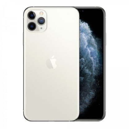 Apple iPhone 11 Pro Max in sleek Silver, displayed in multiple storage variants (64GB, 256GB, 512GB). Fully unlocked, tested, and ready for global GSM/CDMA use.