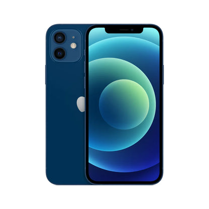 Apple iPhone 12 Mini in vibrant Blue — compact design with flagship performance. Unlocked and tested, supports 64GB, 128GB, and 256GB storage options for retail and wholesale.