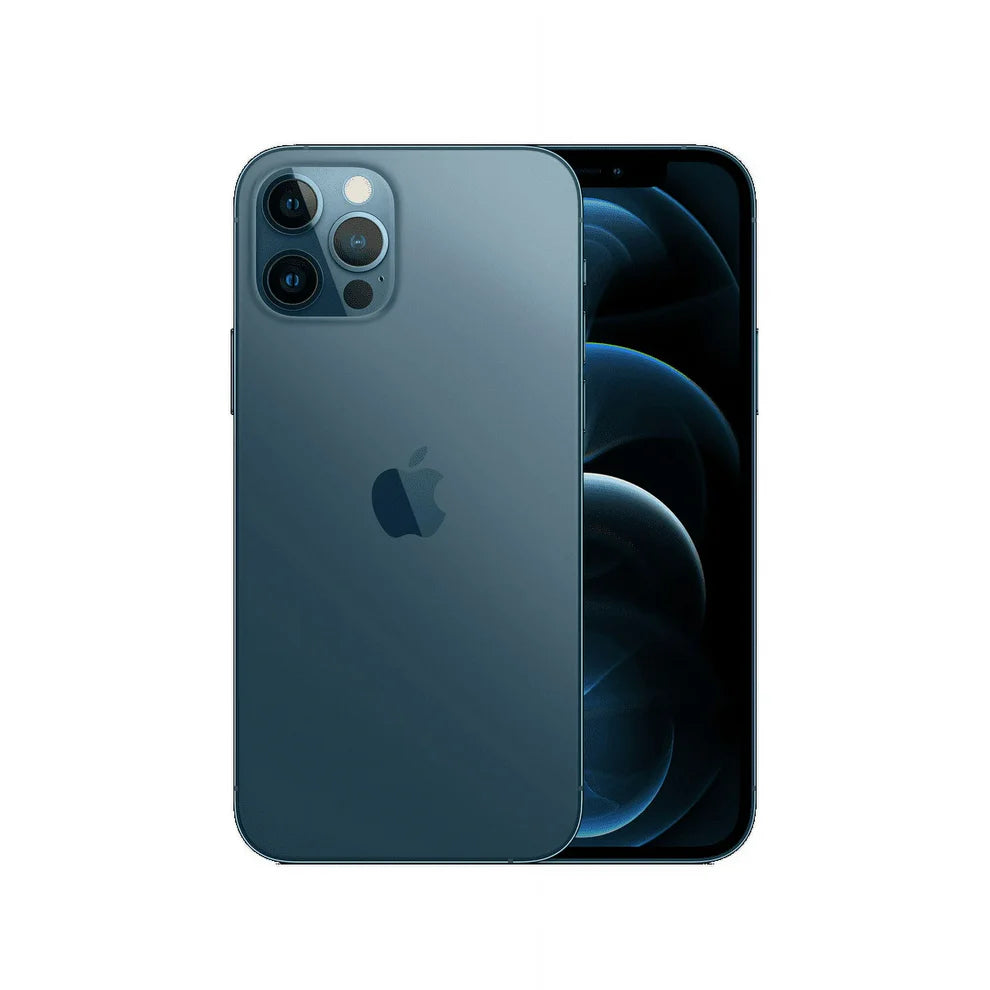 Exclusive Pacific Blue iPhone 12 Pro Max with a bold matte finish, ideal for power users — fully unlocked, works with GSM & CDMA networks, offered in all major storage capacities.