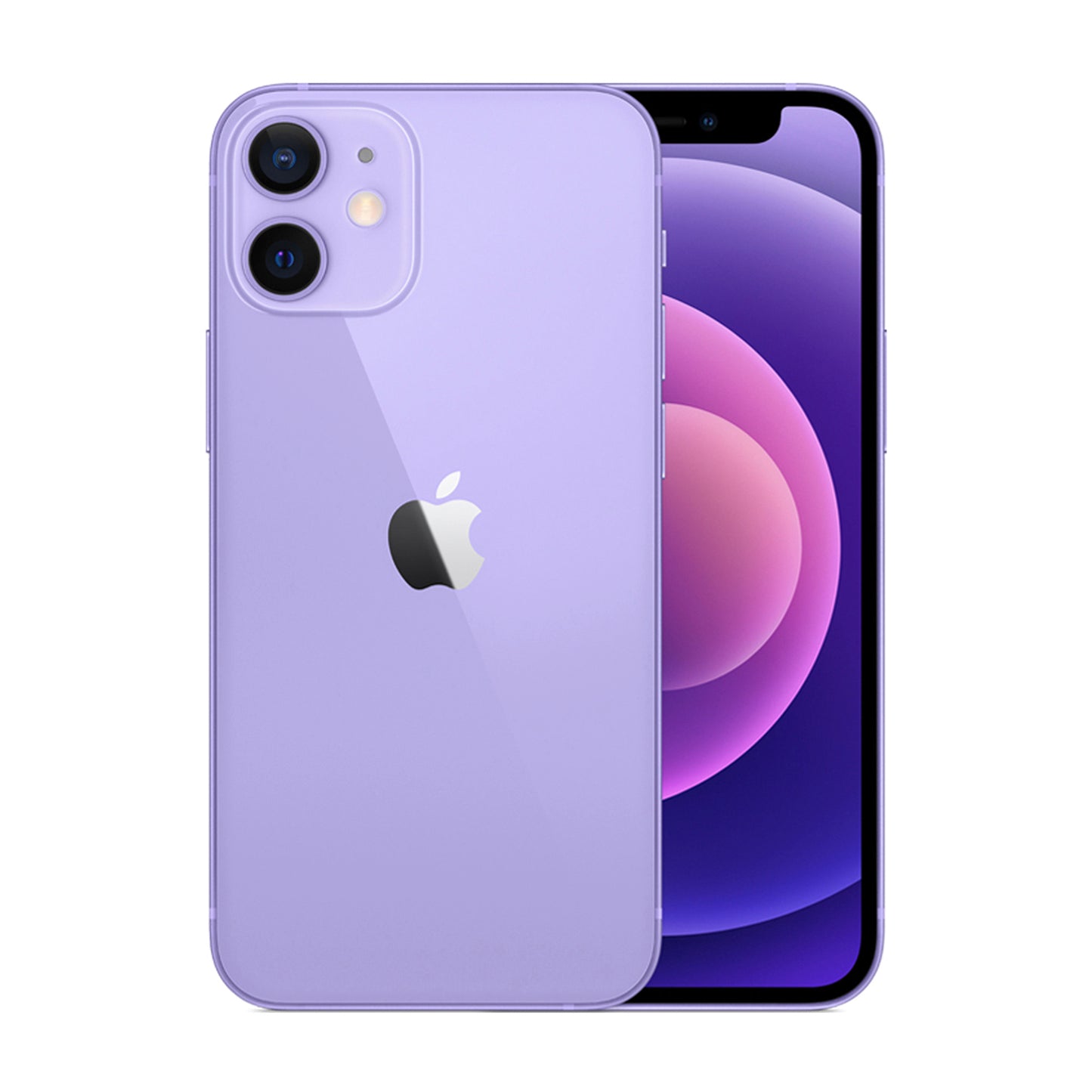 Apple iPhone 12 in stylish Purple finish, shown with vibrant display and dual rear cameras. Unlocked and ready for use with any GSM or CDMA network.
