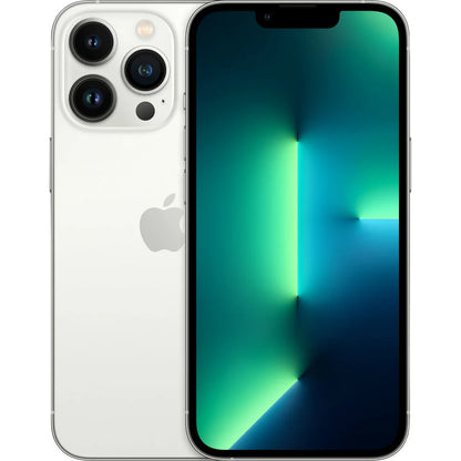 Factory unlocked iPhone 13 Pro in Silver — excellent/good cosmetic condition, works with all major US and international carriers.