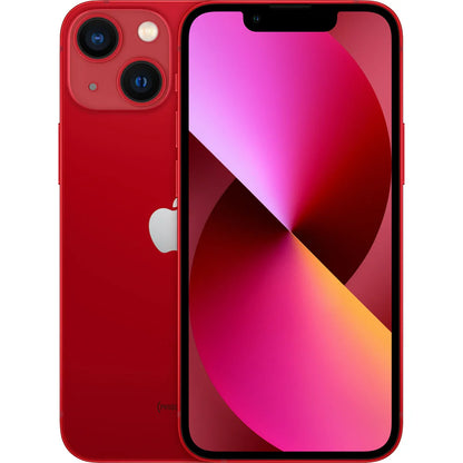 Striking (PRODUCT)RED iPhone 13 edition, supporting global carrier compatibility, shown in great condition, with available options from 128GB up to 512GB.