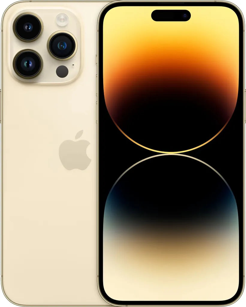 Elegant gold iPhone 14 Pro – premium finish, available in 128GB, 256GB, 512GB, and 1TB; fully unlocked for global use.
