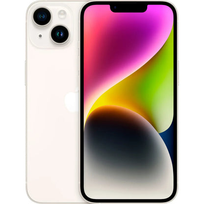 Factory unlocked iPhone 14 Starlight white – available in 128GB, 256GB, and 512GB – retail and wholesale ready, in new/excellent/good condition – compatible with GSM and CDMA carriers worldwide.