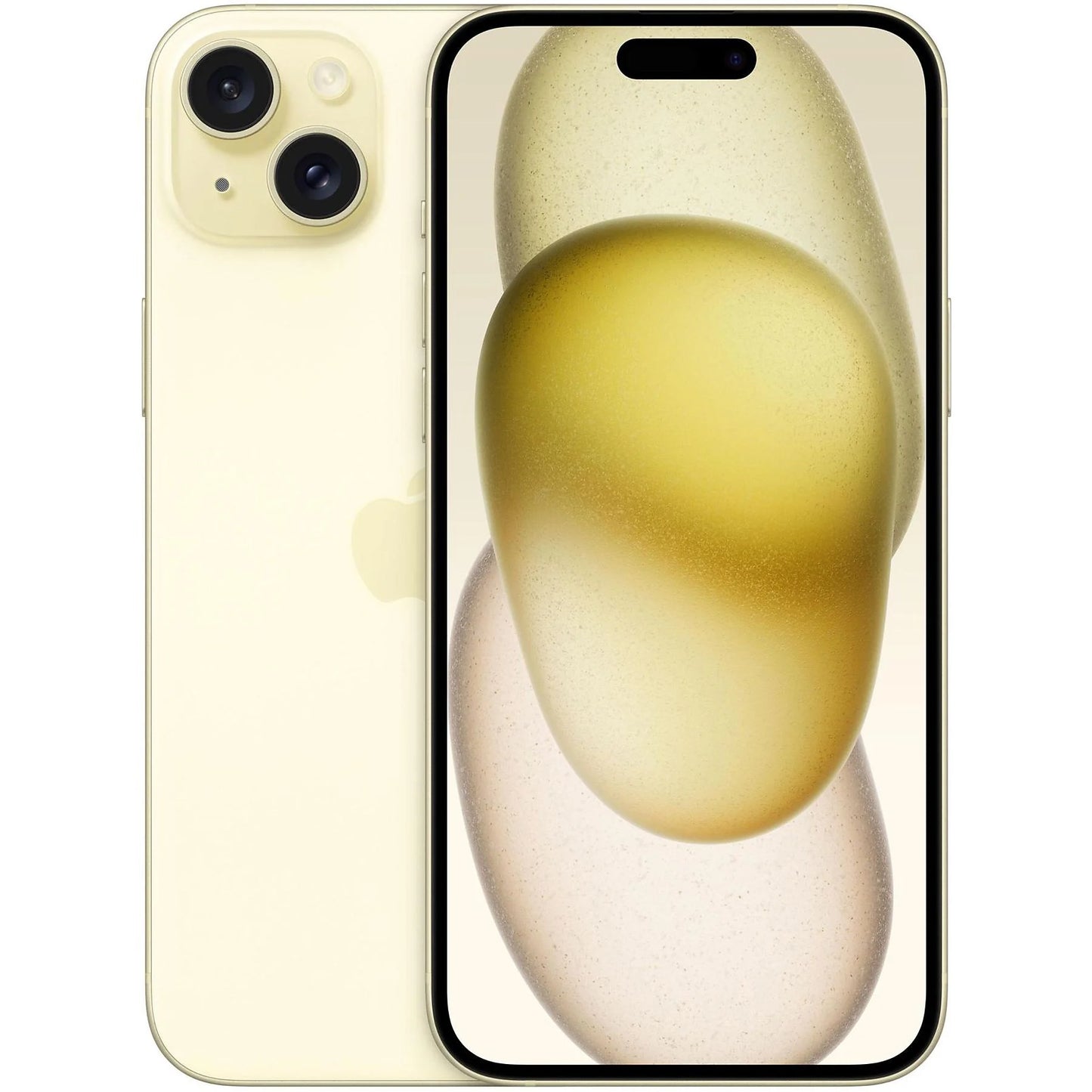 iPhone 15 Plus in bright Yellow — shown in excellent/good used condition. Offered in 128GB, 256GB, and 512GB. Unlocked for full carrier flexibility across U.S. and international networks.