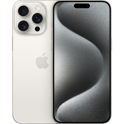 Sleek and clean White Titanium iPhone 15 Pro Max, unlocked and ready for all global carrier networks. Available in 256GB, 512GB, and 1TB storage. 
