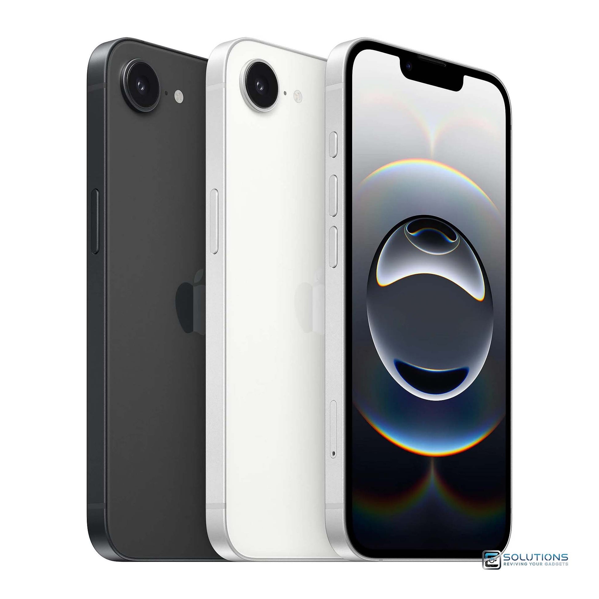 Apple iPhone 16 E in Black Midnight and White Starlight colors—shown side by side. Available in 128 GB, 256 GB, and 512 GB with fast A18 chip, USB‑C, and long battery life. Factory unlocked and ideal for retail or wholesale buyers. 
