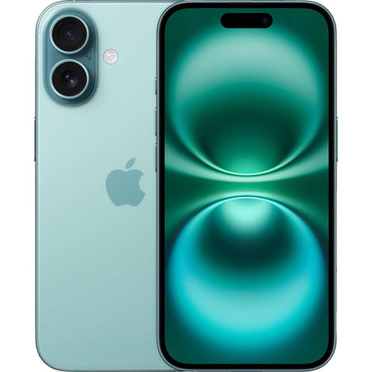 iPhone 16 in unique Teal color, offered in all storage sizes; fully unlocked works with all major networks like AT&T, T-Mobile, Verizon, MetroPCS; excellent/good condition.