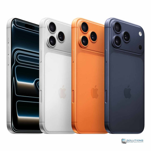 Apple iPhone 17 Pro Max lineup in Silver, Deep Blue, and Cosmic Orange — unlocked flagship smartphones with 256GB, 512GB, and 1TB storage for retail and wholesale