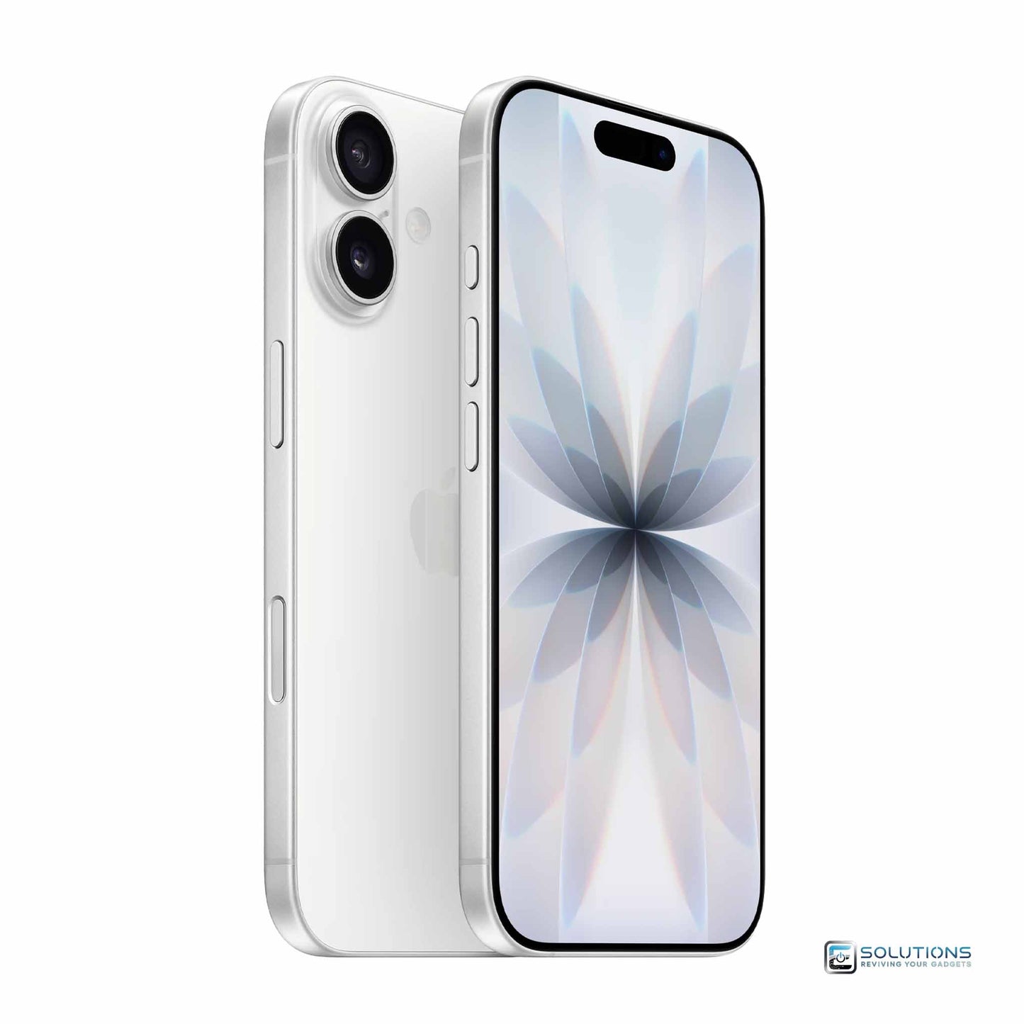 White iphone 17 with reflective screen on a white background