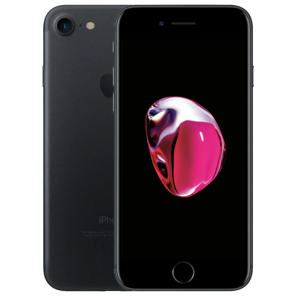 Apple iPhone 7 in Black — available in 32GB, 128GB, and 256GB storage options, used but in good condition, fully unlocked and compatible with GSM and CDMA networks