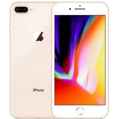 Apple iPhone 8 Plus in Gold — offered in 64GB, 128GB, and 256GB, gently used, factory unlocked, ready for GSM and CDMA carriers.