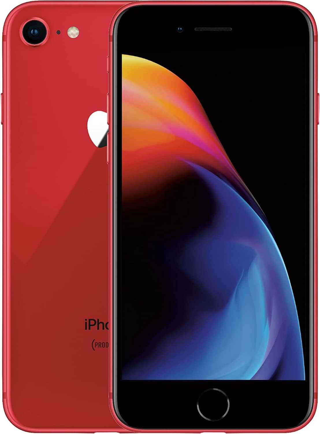 Apple iPhone 8 in (PRODUCT)RED — 64GB, 128GB, and 256GB options, factory unlocked, gently used, compatible with GSM and CDMA carriers.
