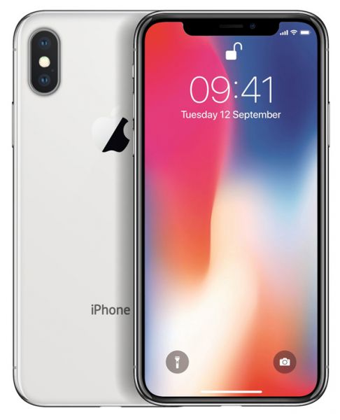 Apple iPhone X in Silver — available in 64GB and 256GB, fully unlocked, used in good condition, compatible with GSM and CDMA carriers.