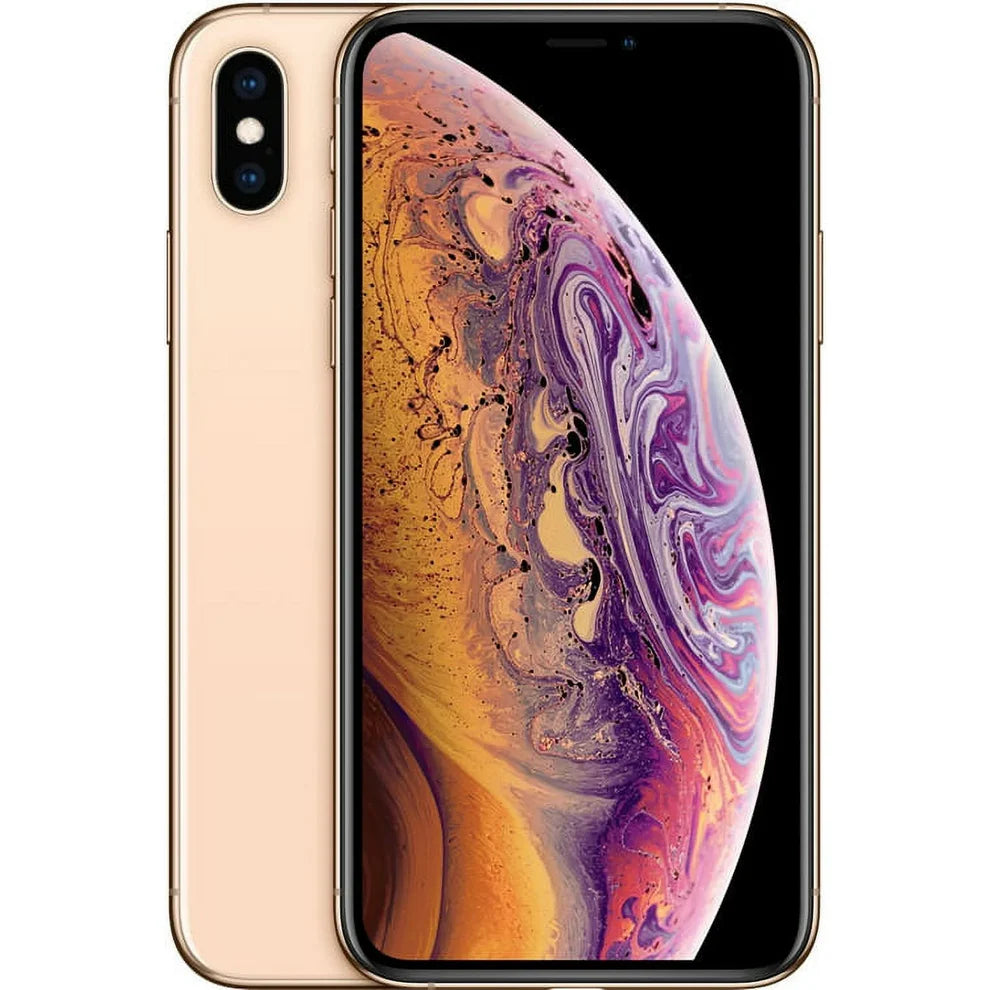 Apple iPhone XS Max in Gold — available in 64GB, 256GB, and 512GB storage, unlocked and in good used condition, compatible with GSM and CDMA carriers, ready for individual or wholesale purchase.