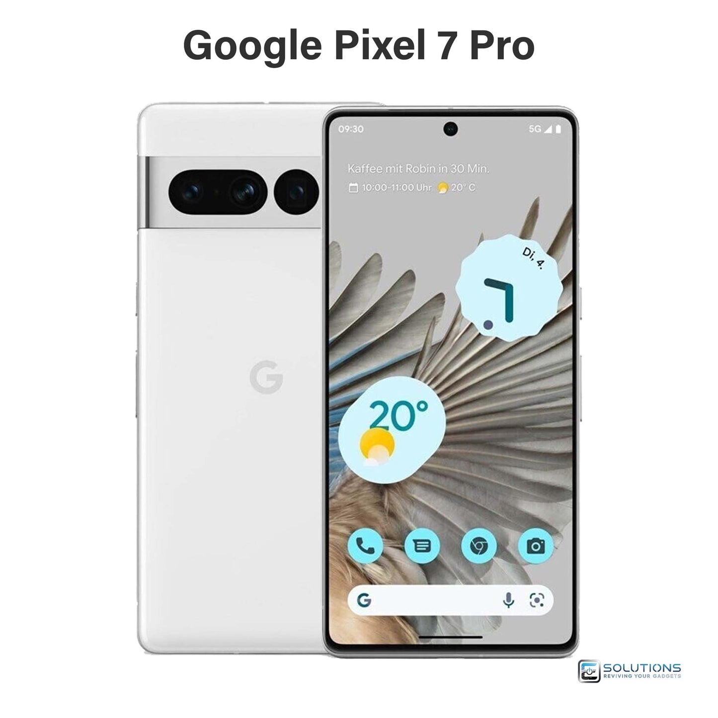 Google Pixel 7 Pro Snow — clean white premium smartphone, factory unlocked and sold for wholesale and retail with 128GB, 256GB, or 512GB storage