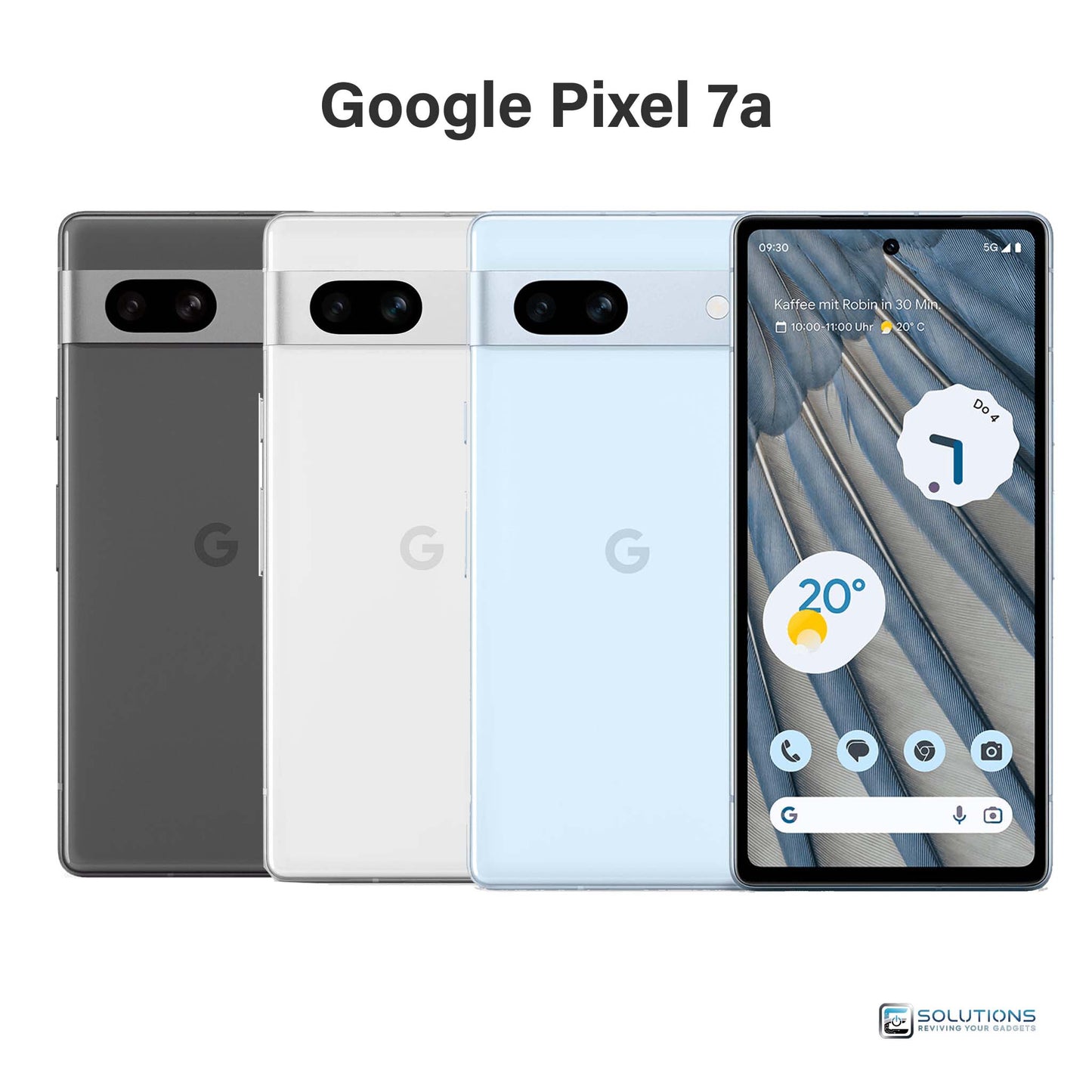 Samsung Pixel 7a lineup in Charcoal, Snow, Sea, and Coral — unlocked smartphone for retail and wholesale with 128 GB storage