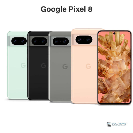 Google Pixel 8 lineup in Obsidian, Hazel, and Rose — unlocked smartphones available for retail and wholesale in 128GB and 256GB storage