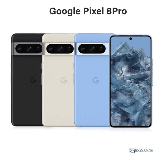 Google Pixel 8 Pro lineup in Obsidian, Porcelain, and Bay — unlocked flagship smartphones for retail and wholesale with 128GB, 256GB, 512GB, and 1TB storage options