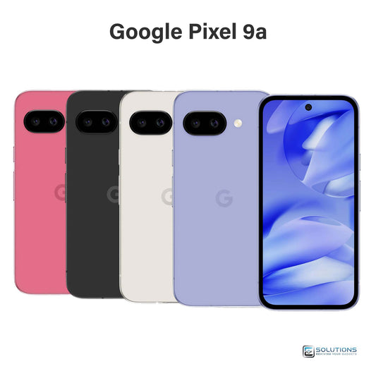 Google Pixel 9a lineup in Obsidian, Porcelain, Iris, and Peony — unlocked smartphones available for retail and wholesale in 128GB and 256GB storage
