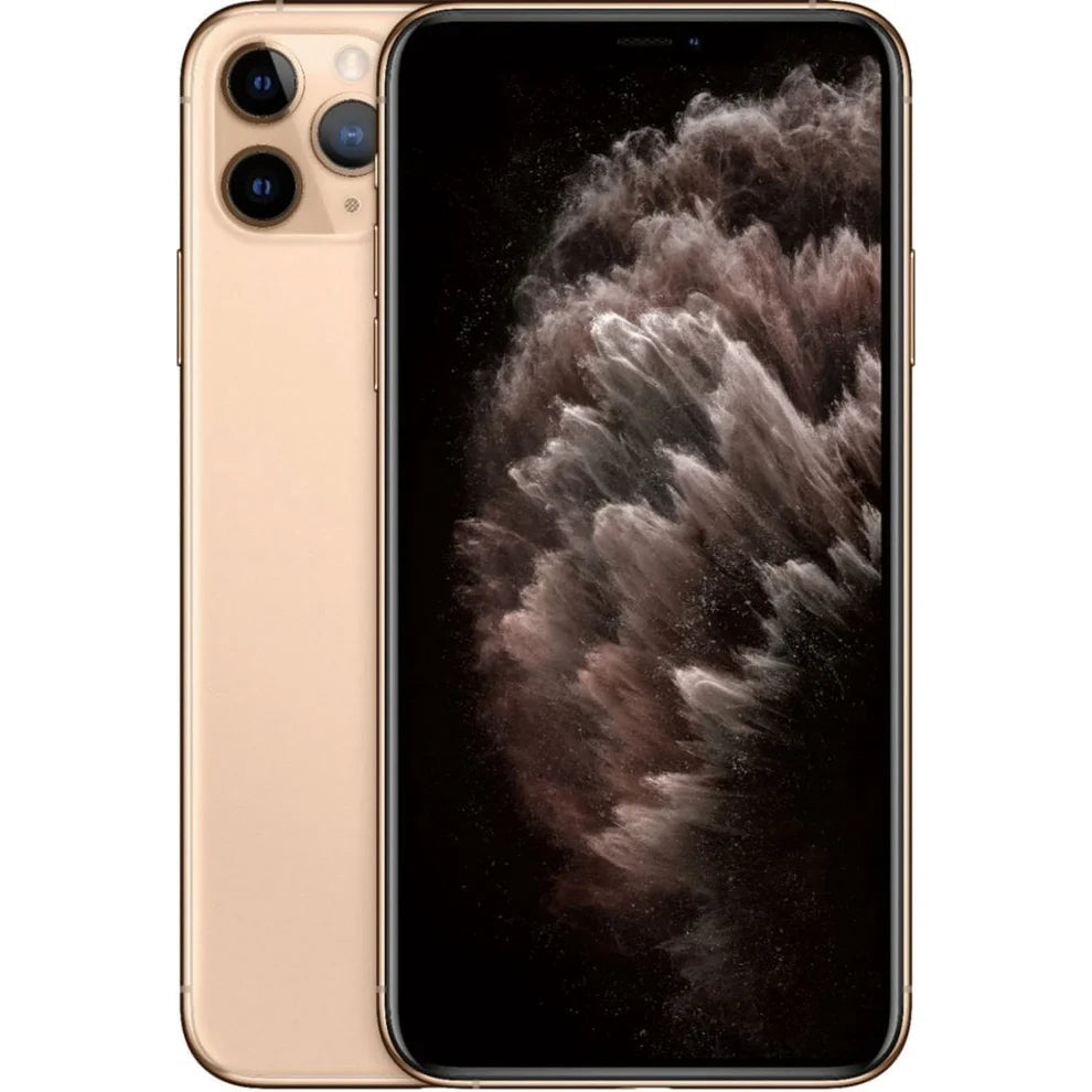 Premium Gold iPhone 11 Pro with 5.8-inch Super Retina XDR display and triple-camera setup — factory unlocked and tested, works with Verizon, AT&T, T-Mobile, and international GSM/CDMA carriers.