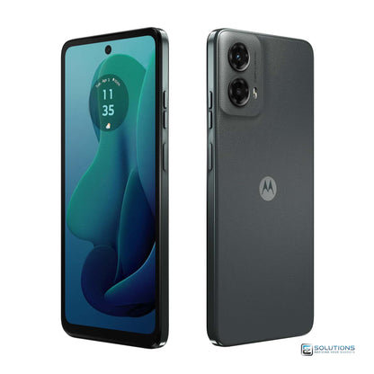 Motorola Moto G 5G (2024) Sage Green 128GB — side tilted angle showcasing slim design, unlocked smartphone for wholesale and retail