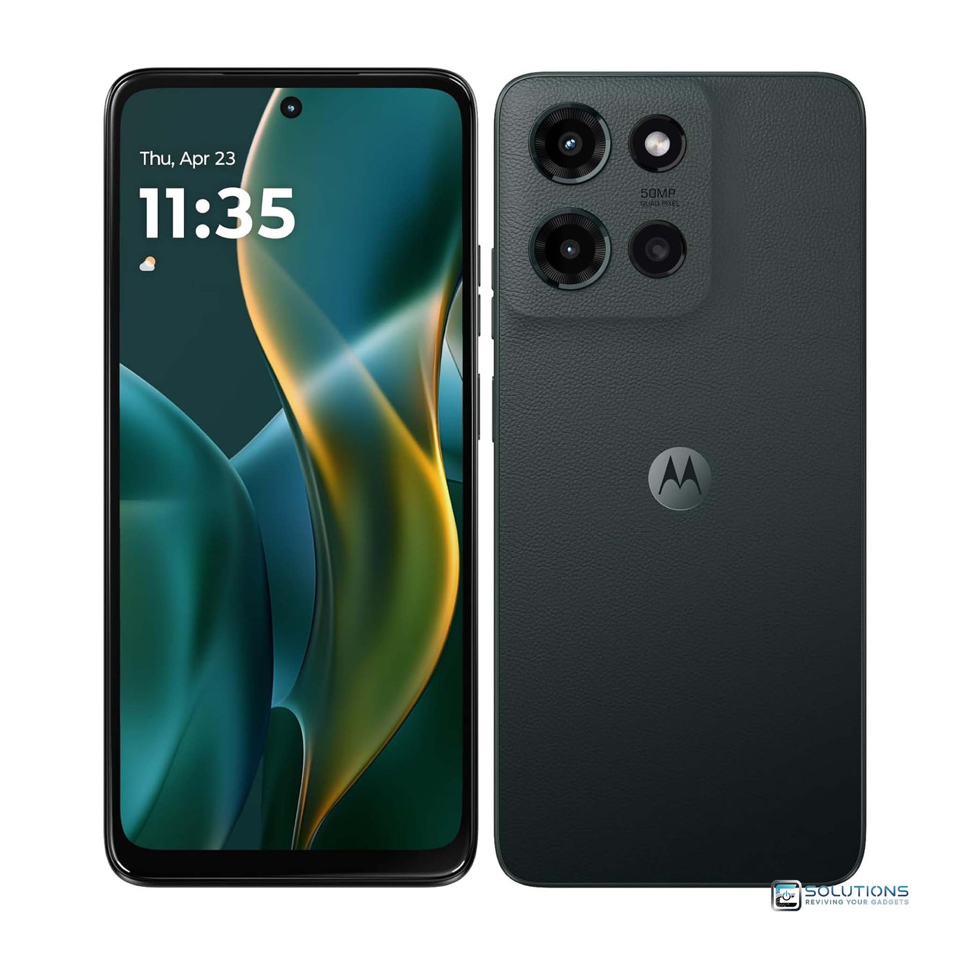 Motorola Moto G 5G (2025) Forest Gray 128GB — alternate angle showing the front and back of the unlocked phone for retail and wholesale