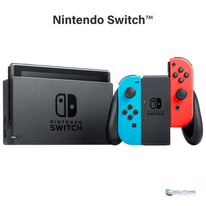 Nintendo Switch standard edition — console charging in dock while Joy-Con controllers are lying separately, available for retail and wholesale
