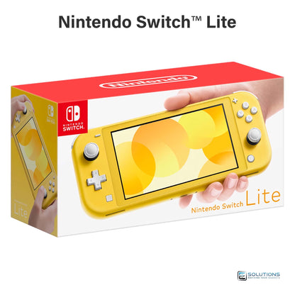 Nintendo Switch Lite Yellow — retail packaging box of console, factory sealed for wholesale and retail