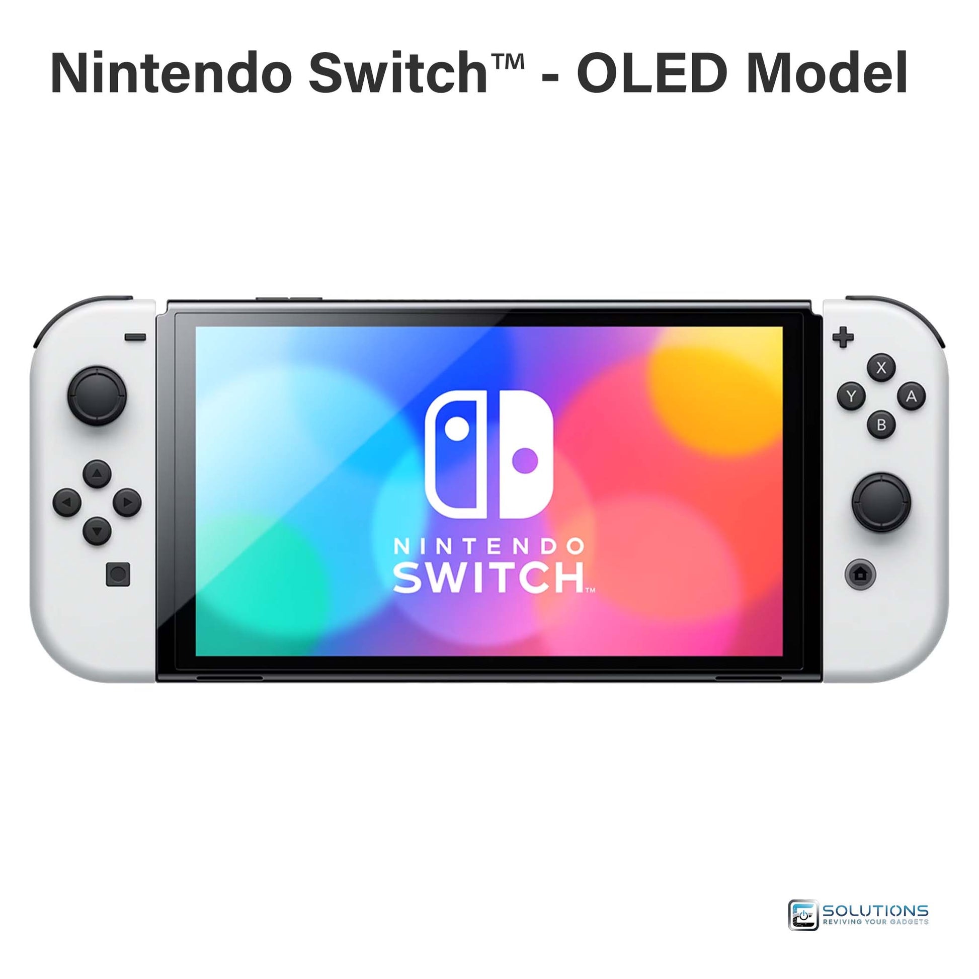 Nintendo Switch OLED — handheld mode with Joy-Con controllers attached, ready for portable gaming, available for wholesale and retail customers