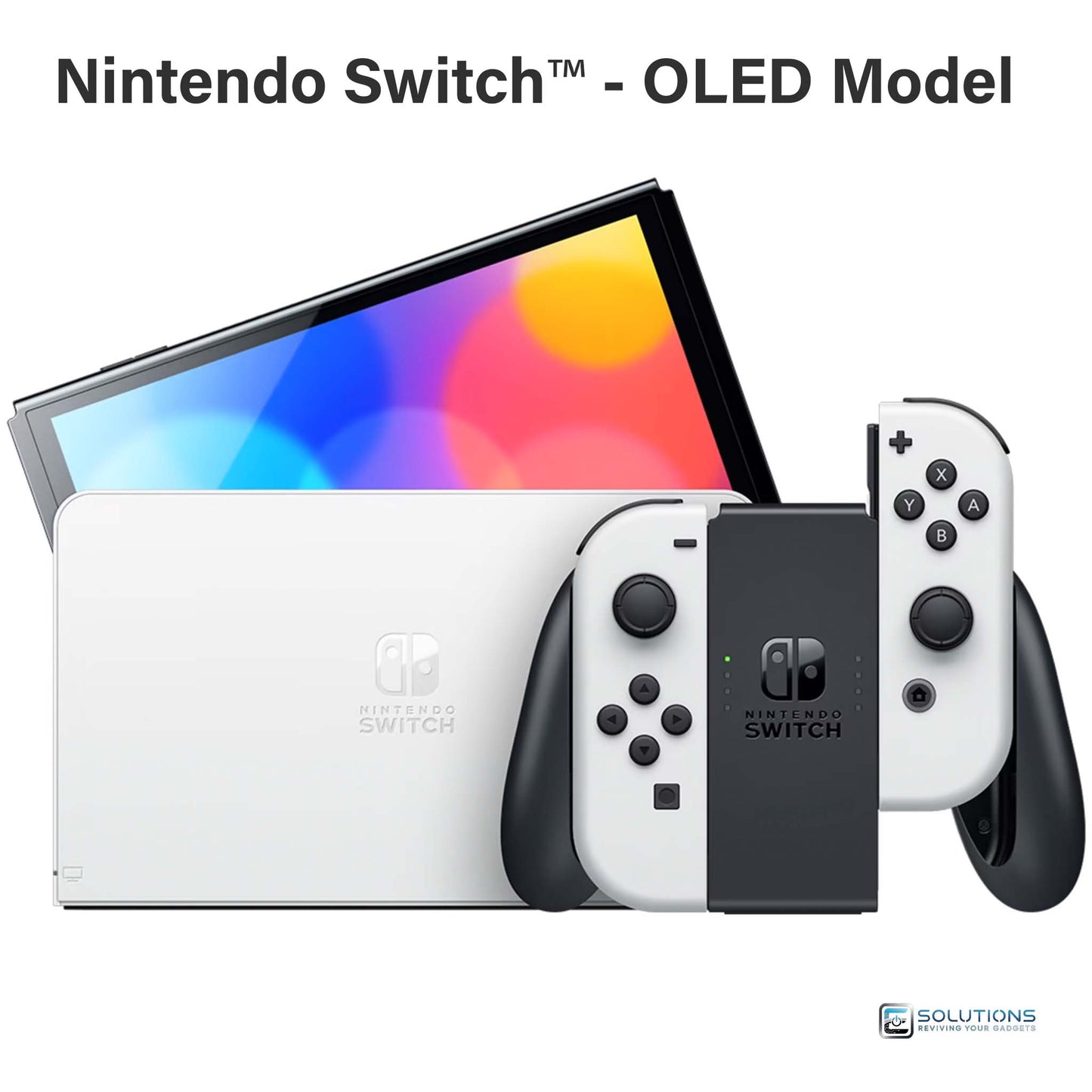 Nintendo Switch OLED model — console with Joy-Con controllers and charging dock, available factory sealed for retail and wholesale