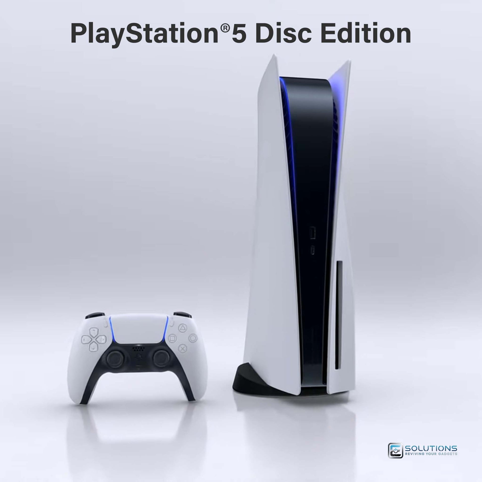 PlayStation 5 Disc Edition 825GB — side angle showing console with DualSense controller, original model available for wholesale and retail