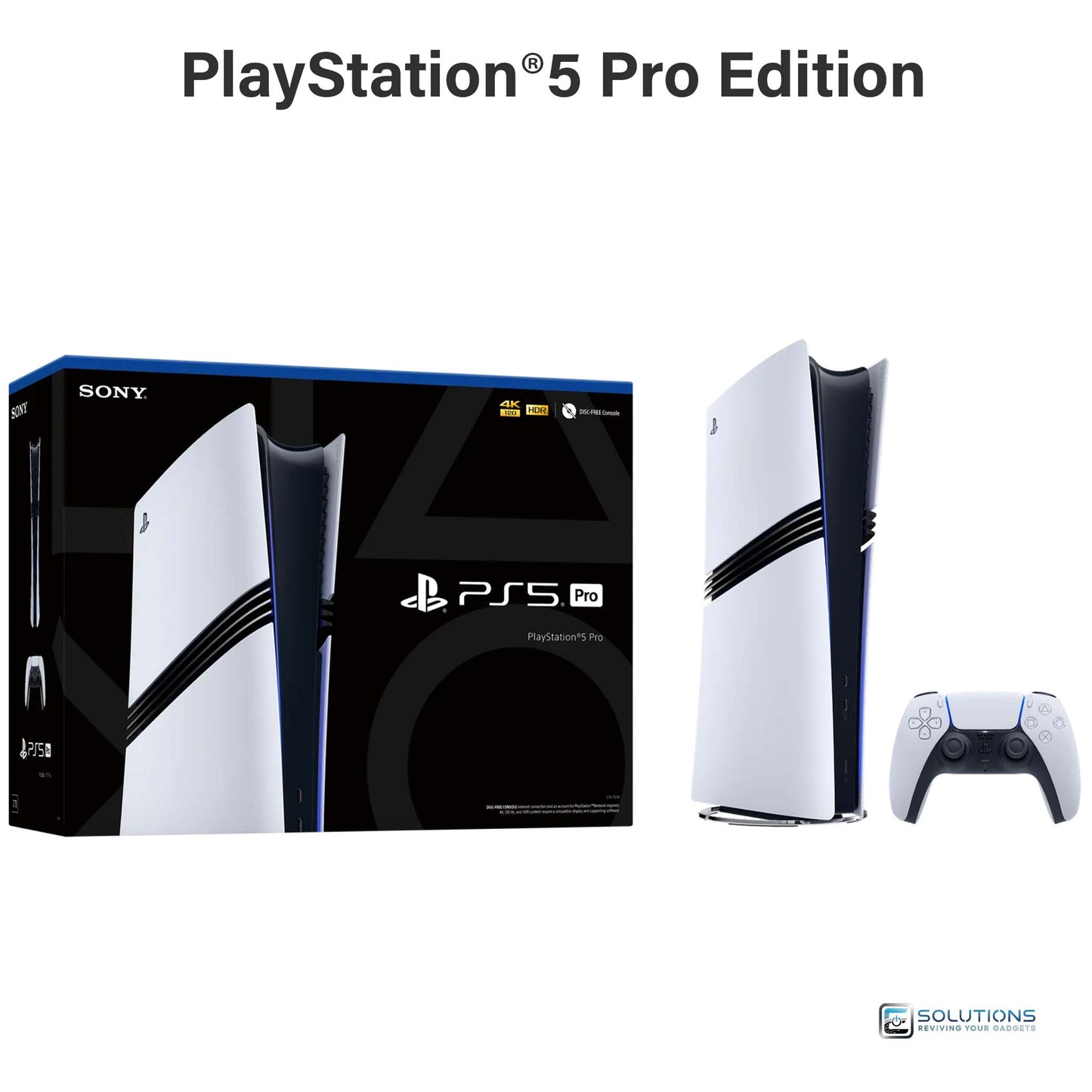 PlayStation 5 Pro with console and DualSense controller — retail box showing contents inside