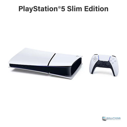 Sony PS5 Slim Digital Edition 1TB — horizontal layout of slim console with DualSense controller, sold for retail and wholesale