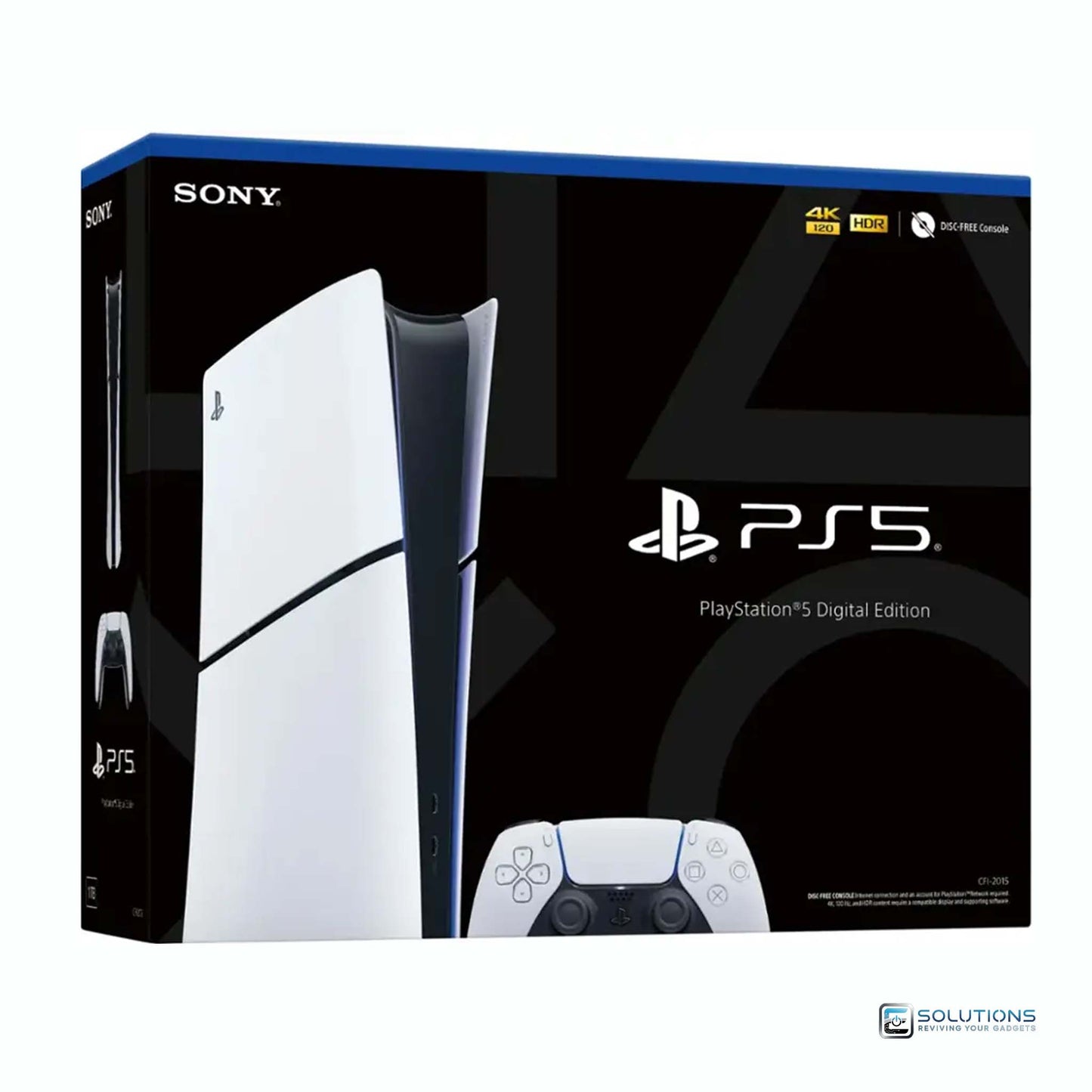 PlayStation 5 Slim Digital Edition 1TB — console shown with official retail packaging box, factory sealed and available for wholesale and retail