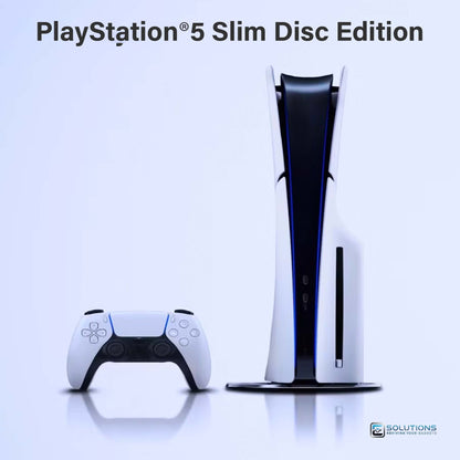 Sony PlayStation 5 Slim Disc Edition 1TB — front view of slimmer console with DualSense controller, available for retail and wholesale