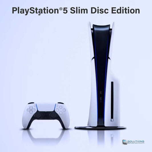 Sony PlayStation 5 Slim Disc Edition 1TB — front view of slimmer console with DualSense controller, available for retail and wholesale